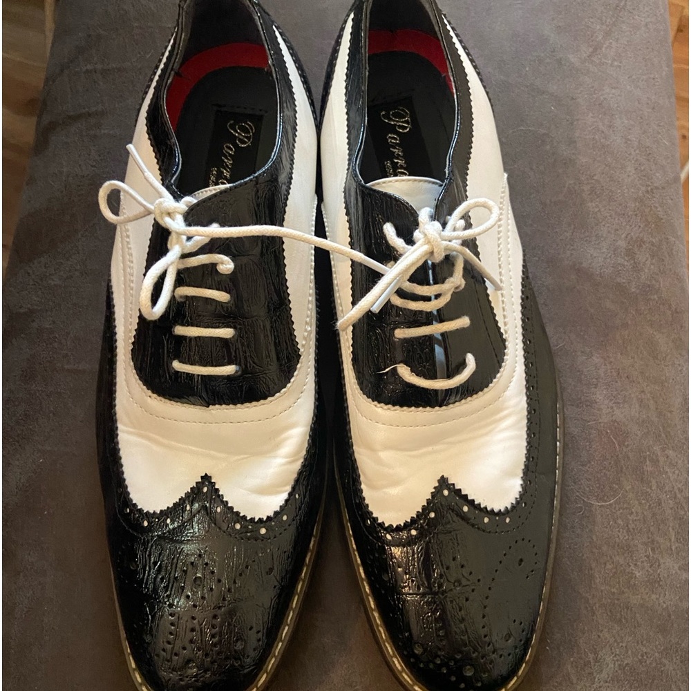 Parraxo Black And White Saddle Shoes size 12 mafia gangster
